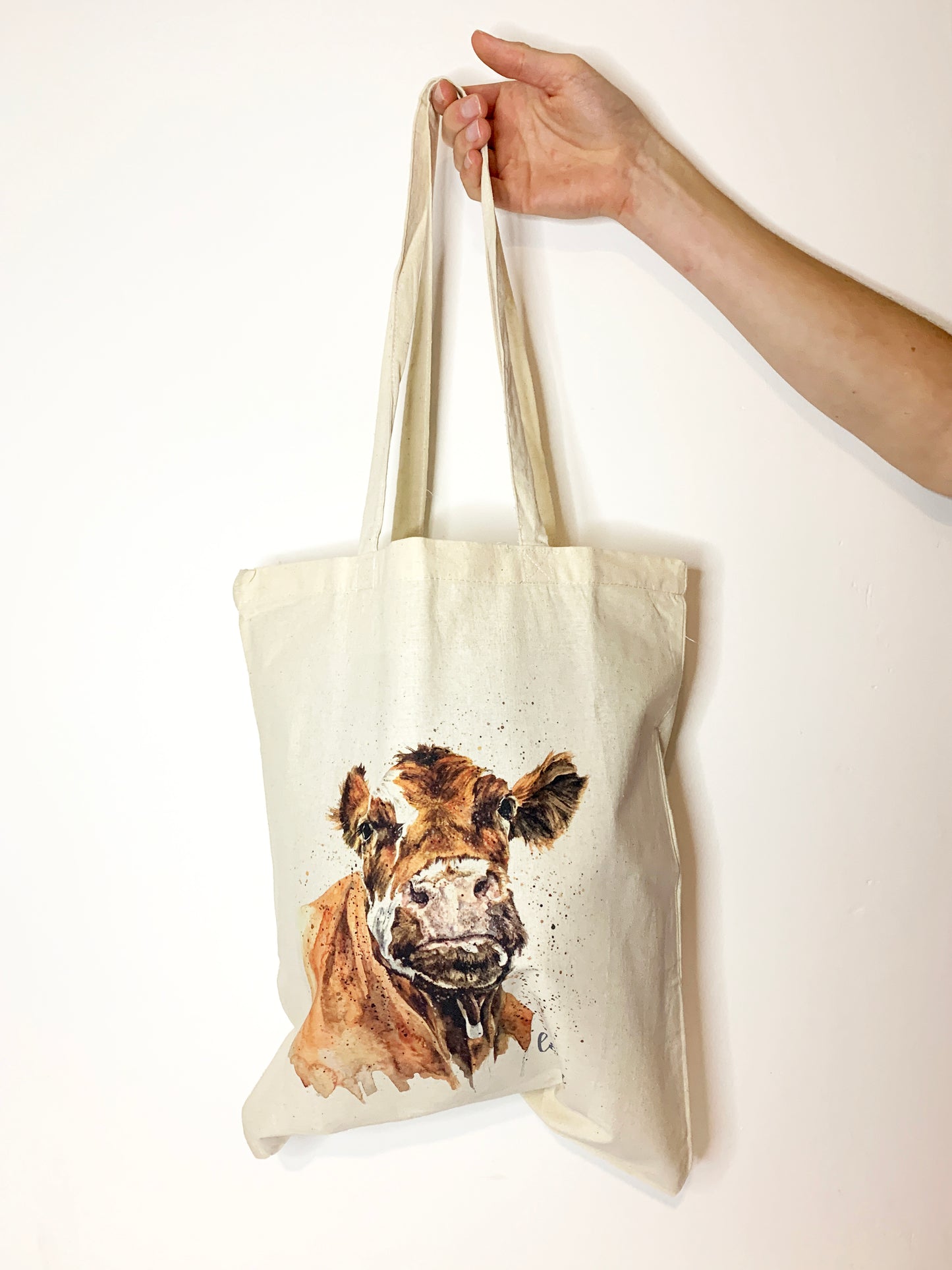 Watercolour Cow Cotton Tote Bag