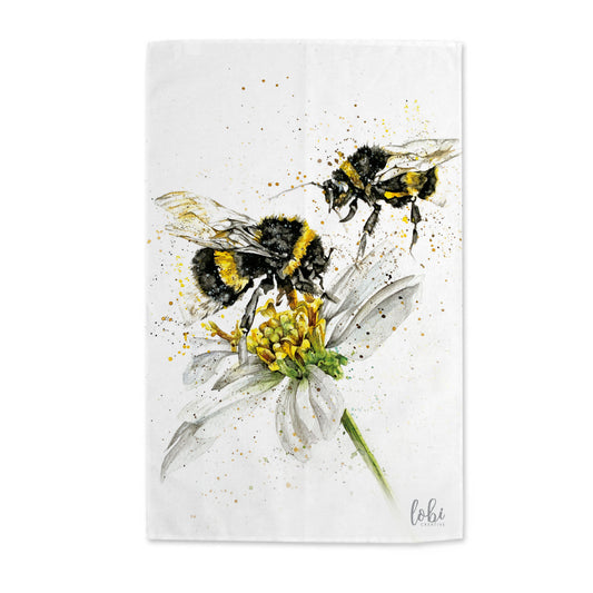 Watercolour Bees Cotton Tea Towel
