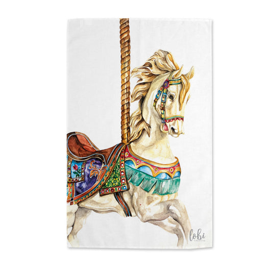 Watercolour Carousel Horse Cotton Tea Towel