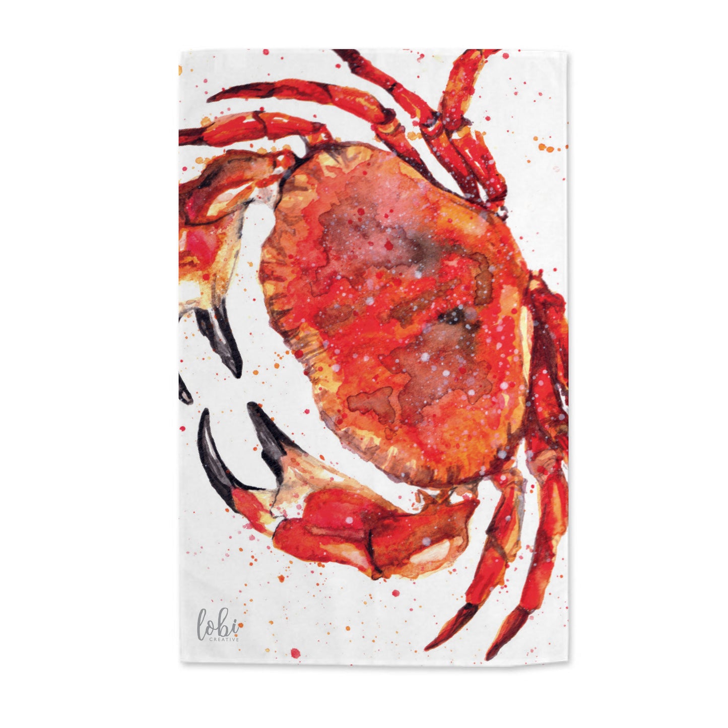 Watercolour Crab Cotton Tea Towel