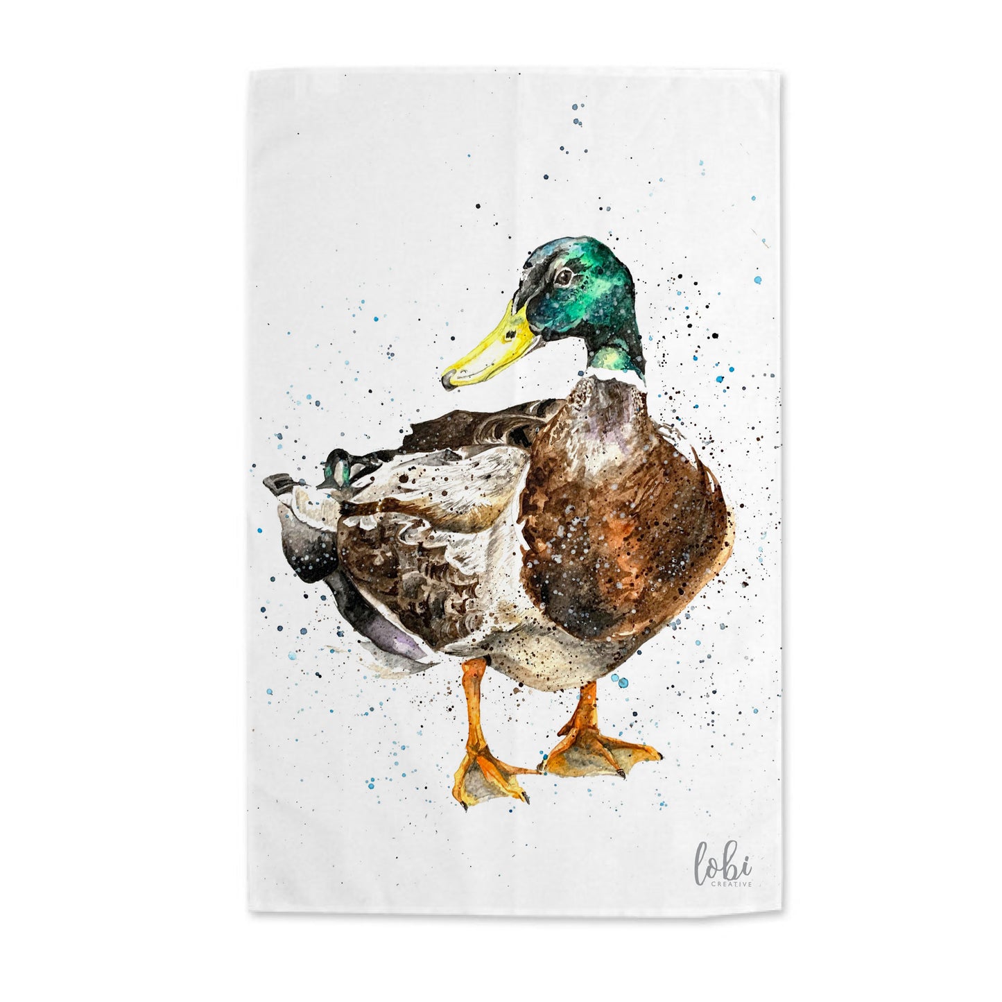 Watercolour Duck Cotton Tea Towel