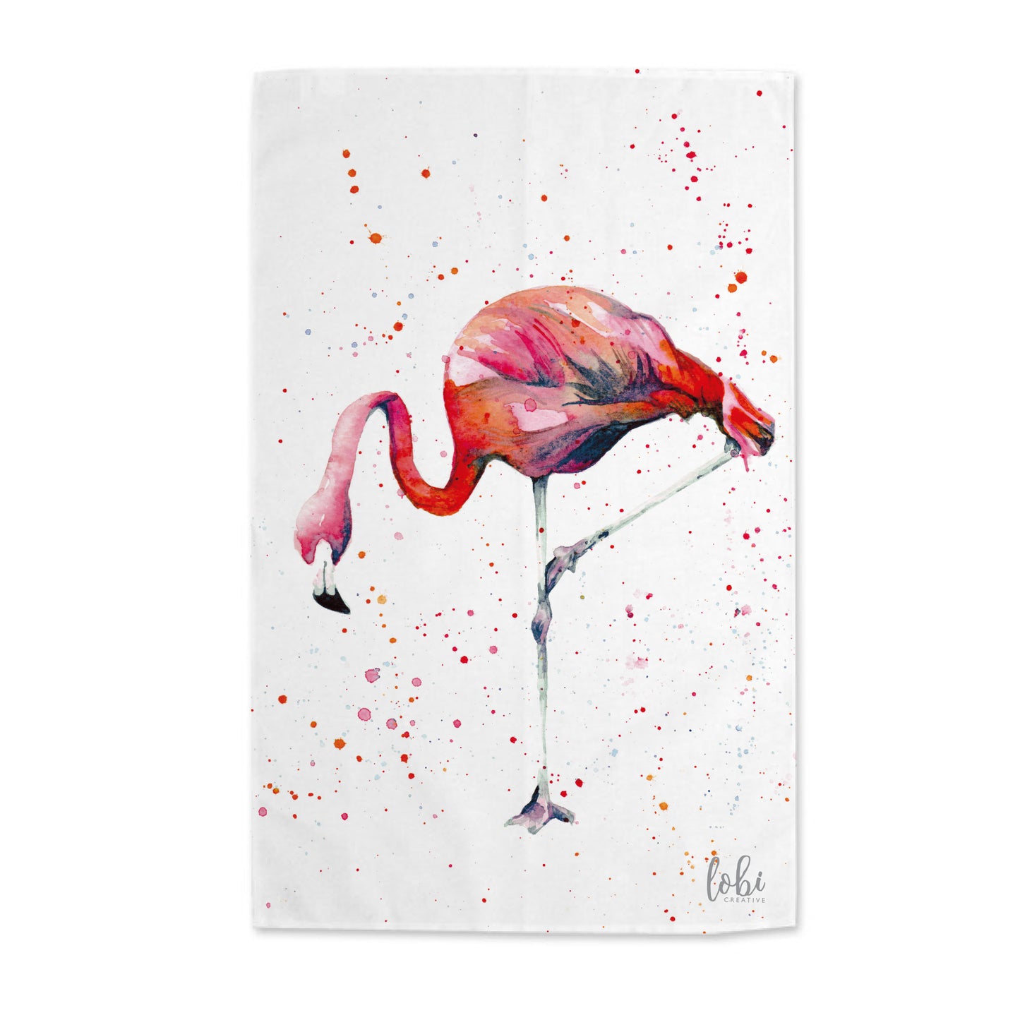 Watercolour Flamingo Cotton Tea Towel