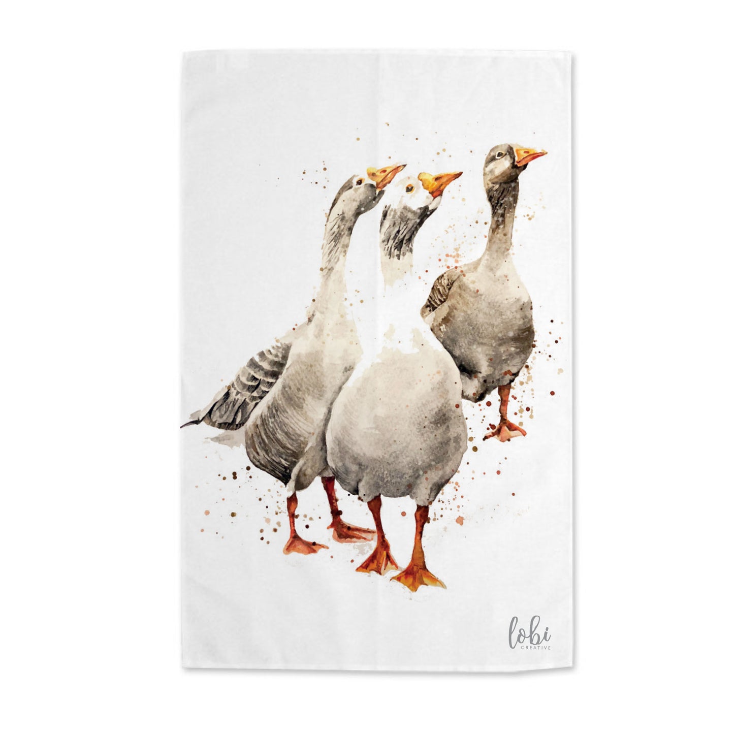 Watercolour Geese Cotton Tea Towel