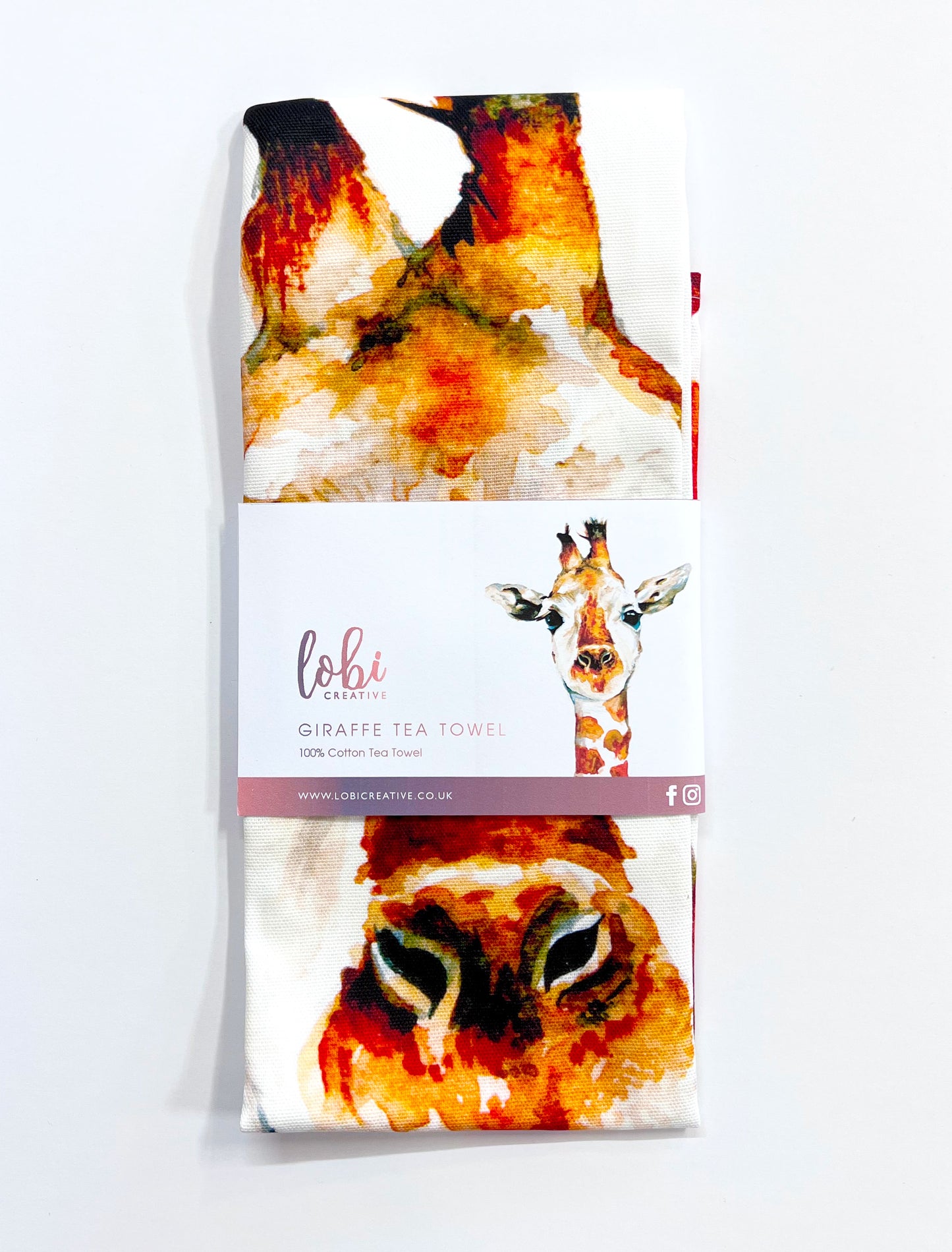 Watercolour Giraffe Cotton Tea Towel