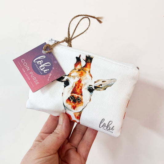 Watercolour Giraffe Cotton Coin Purse & Gift Box