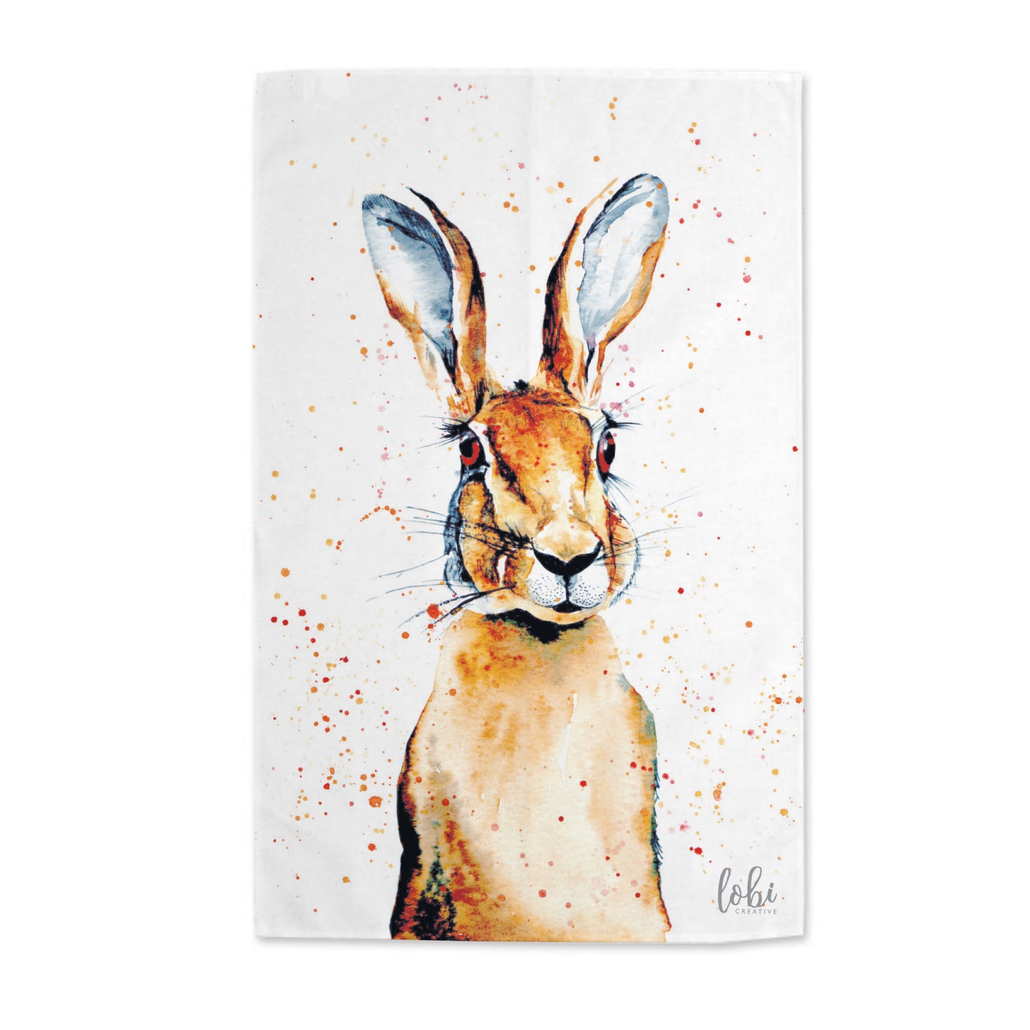 Watercolour Hare Cotton Tea Towel