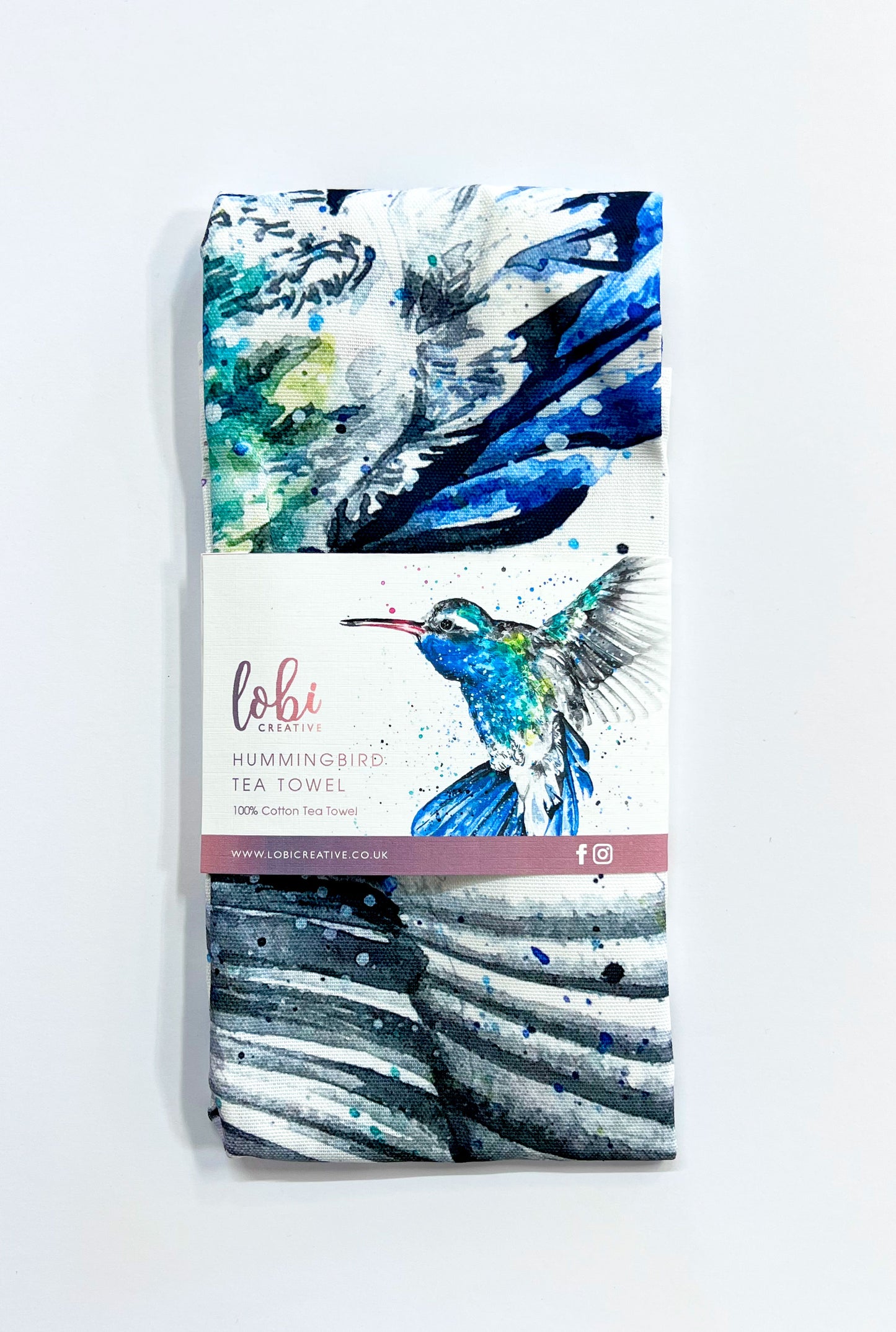 Watercolour Hummingbird Cotton Tea Towel