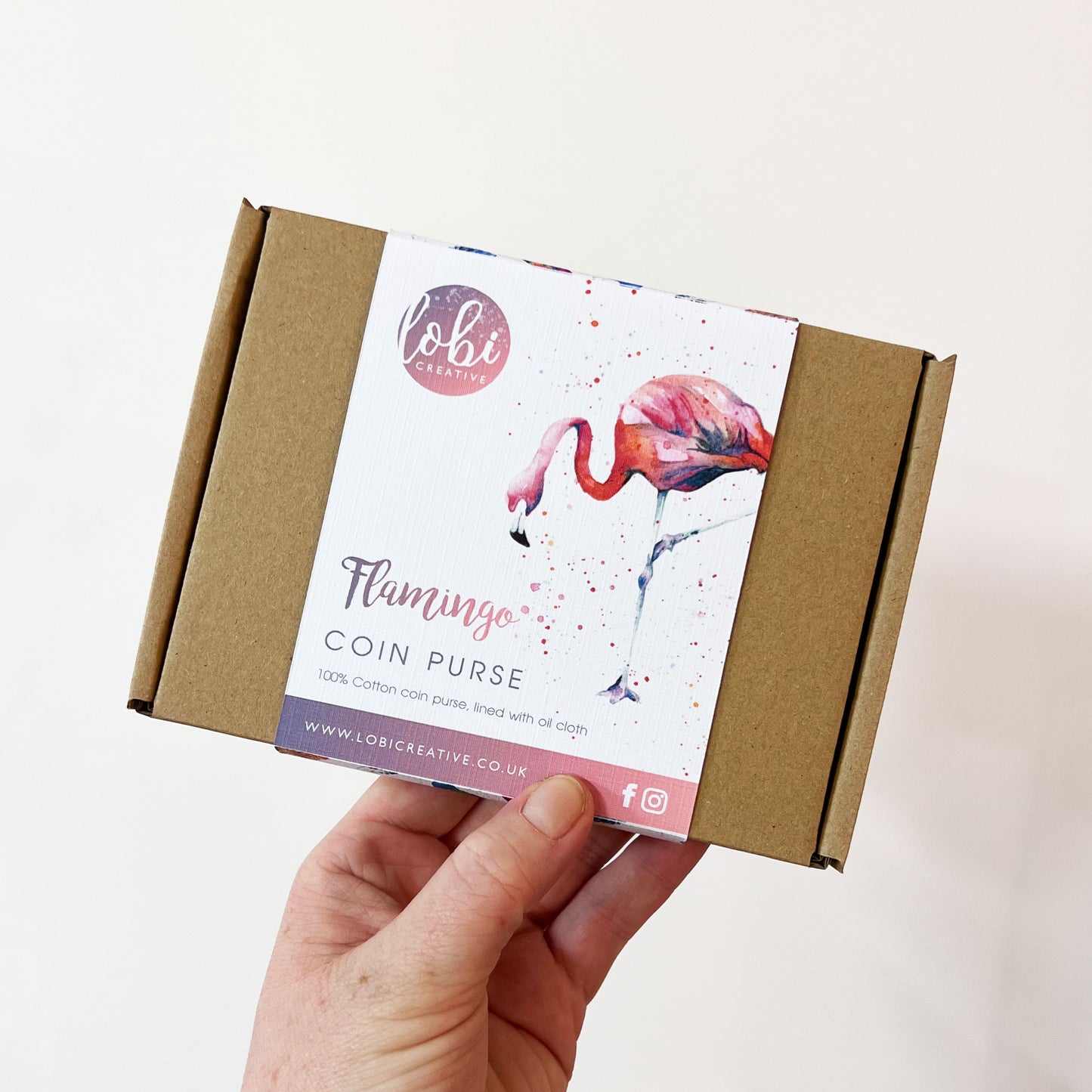 Watercolour Flamingo Cotton Coin Purse & Gift Set