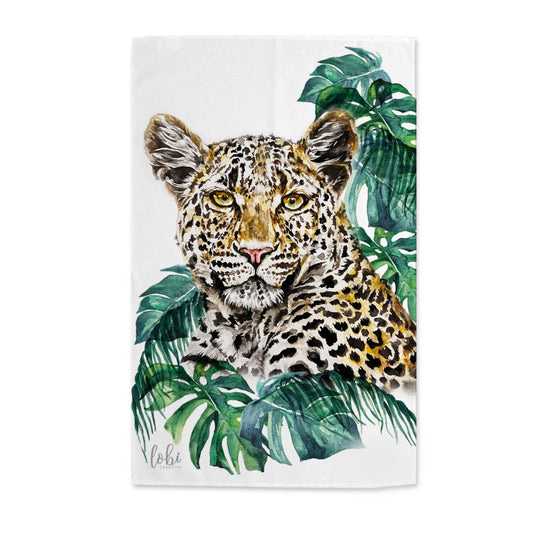 Watercolour Leopard Cotton tea towel