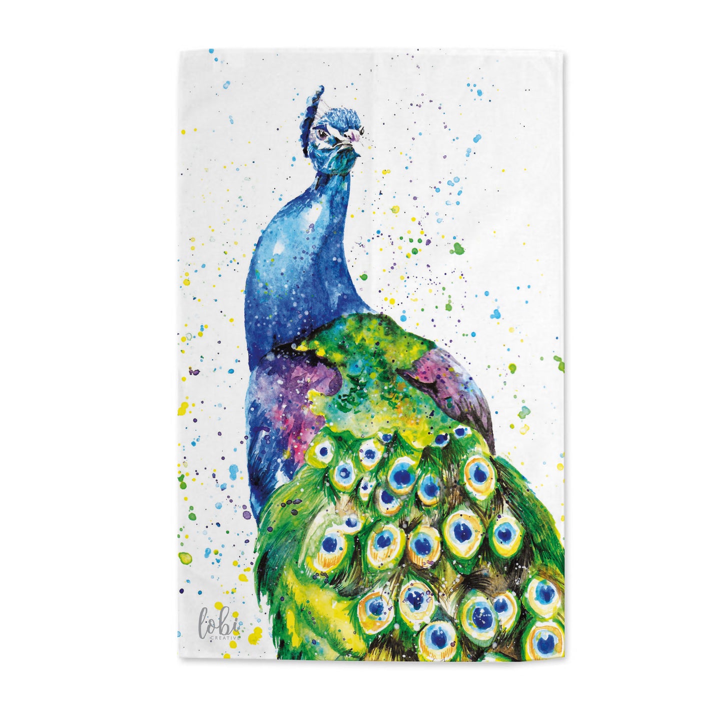Watercolour Peacock Cotton Tea Towel