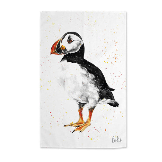 Watercolour Puffin Cotton Tea Towel