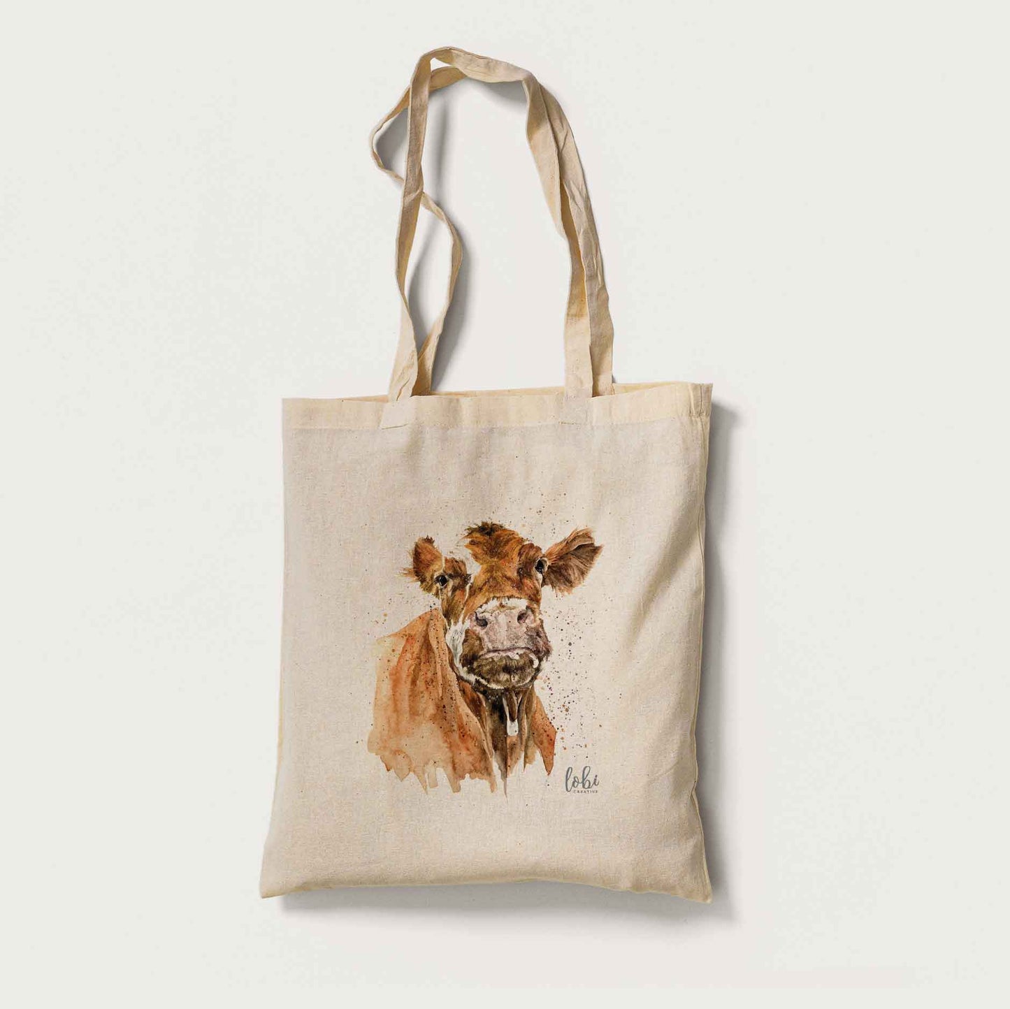 Watercolour Cow Cotton Tote Bag