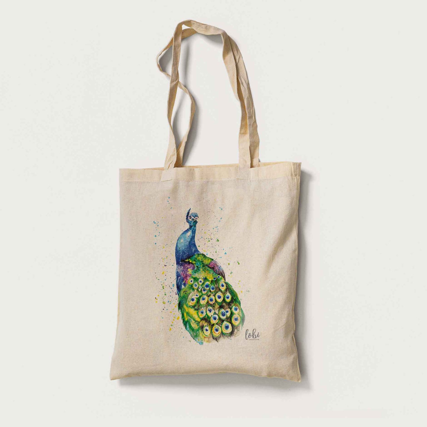 Watercolour Peacock Cotton Tote Bag