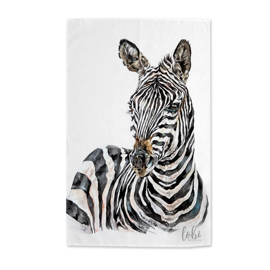 Watercolour Zebra Cotton Tea Towel