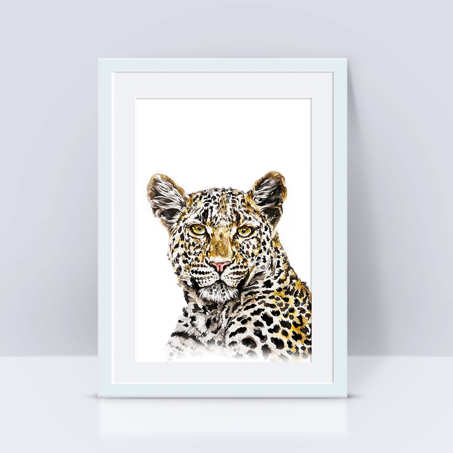 Signed Leopard Watercolour A4 Print & Mount