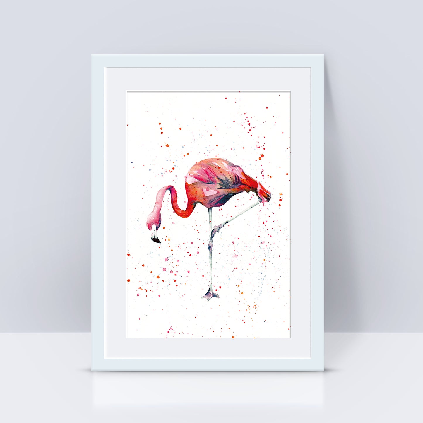 Signed Flamingo Watercolour A4 Print & Mount