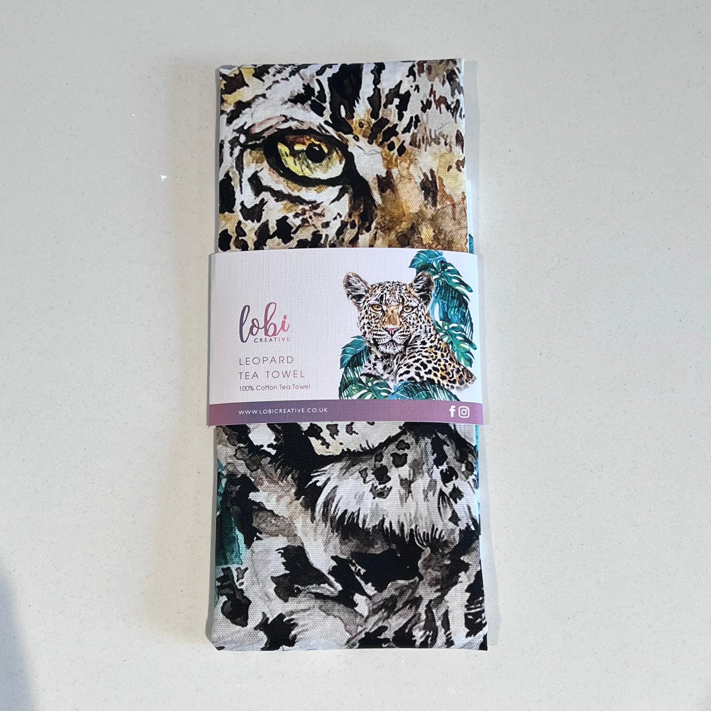 Watercolour Leopard Cotton tea towel