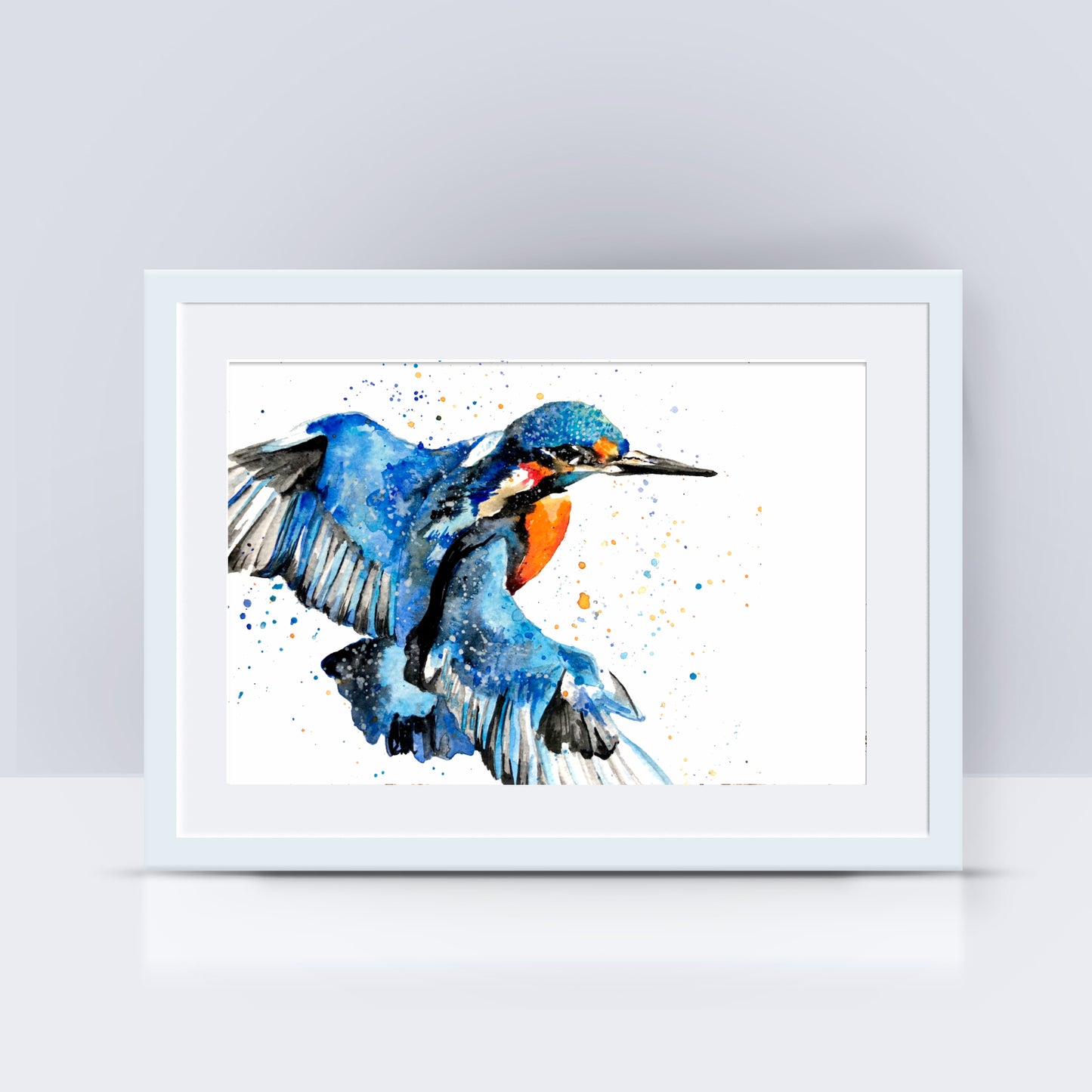 Signed Kingfisher Watercolour A4 Print & Mount