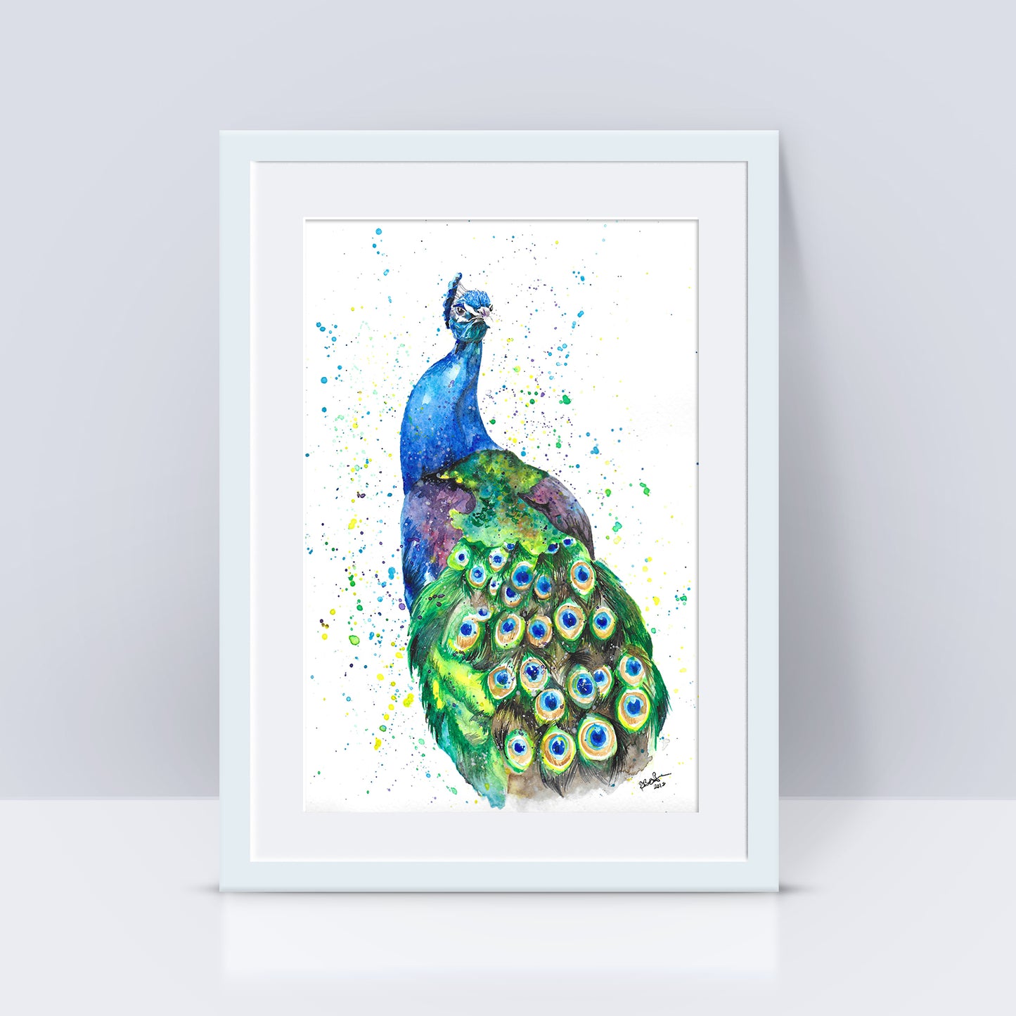 Signed Peacock Watercolour A4 Print & Mount
